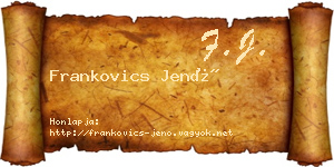 Frankovics Jenő névjegykártya